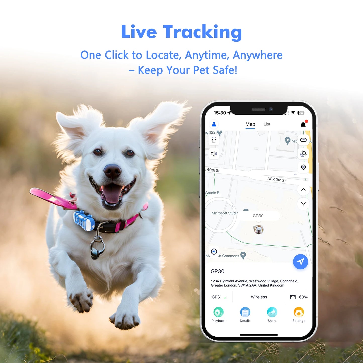 Wanwaytech 4G GPS Pet Tracker Waterproof Lost Finder