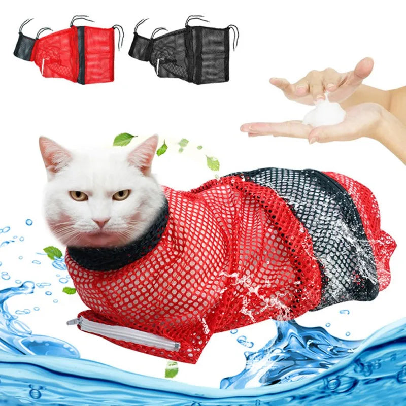 Mesh Cat Grooming Bath Bag for Easy Washing