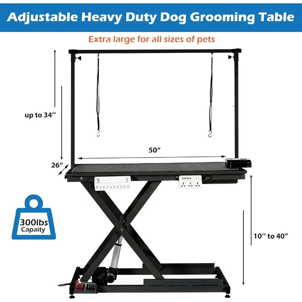 MKDK Electric Lift Dog Grooming Table with Overhead Arm