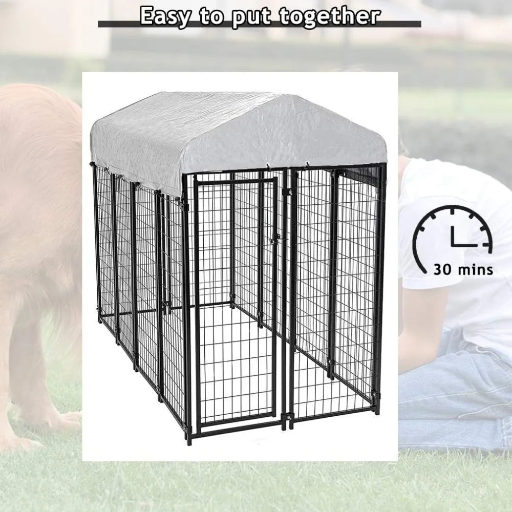 MKDK Large Outdoor Dog Kennel with Roof and Cover