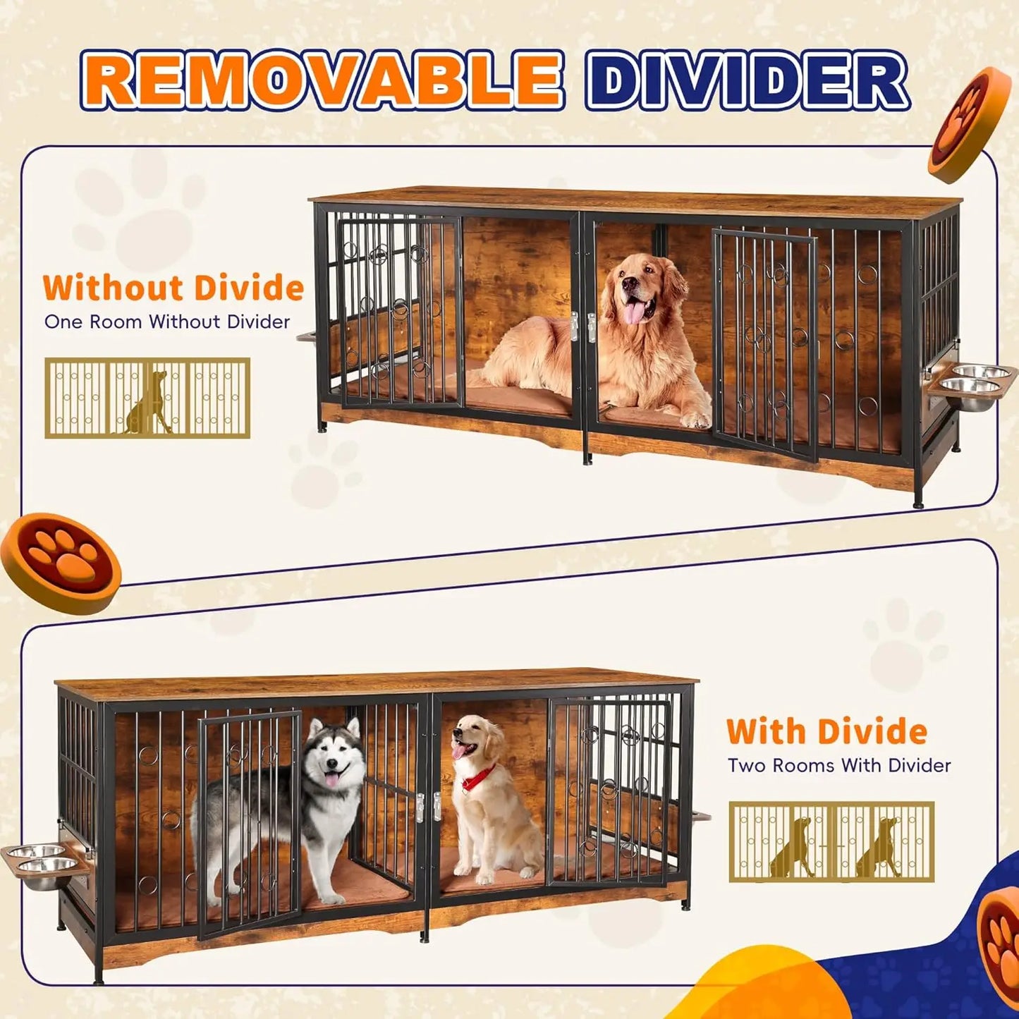 Dog Crate Furniture Large Storage TV Stand for Dogs