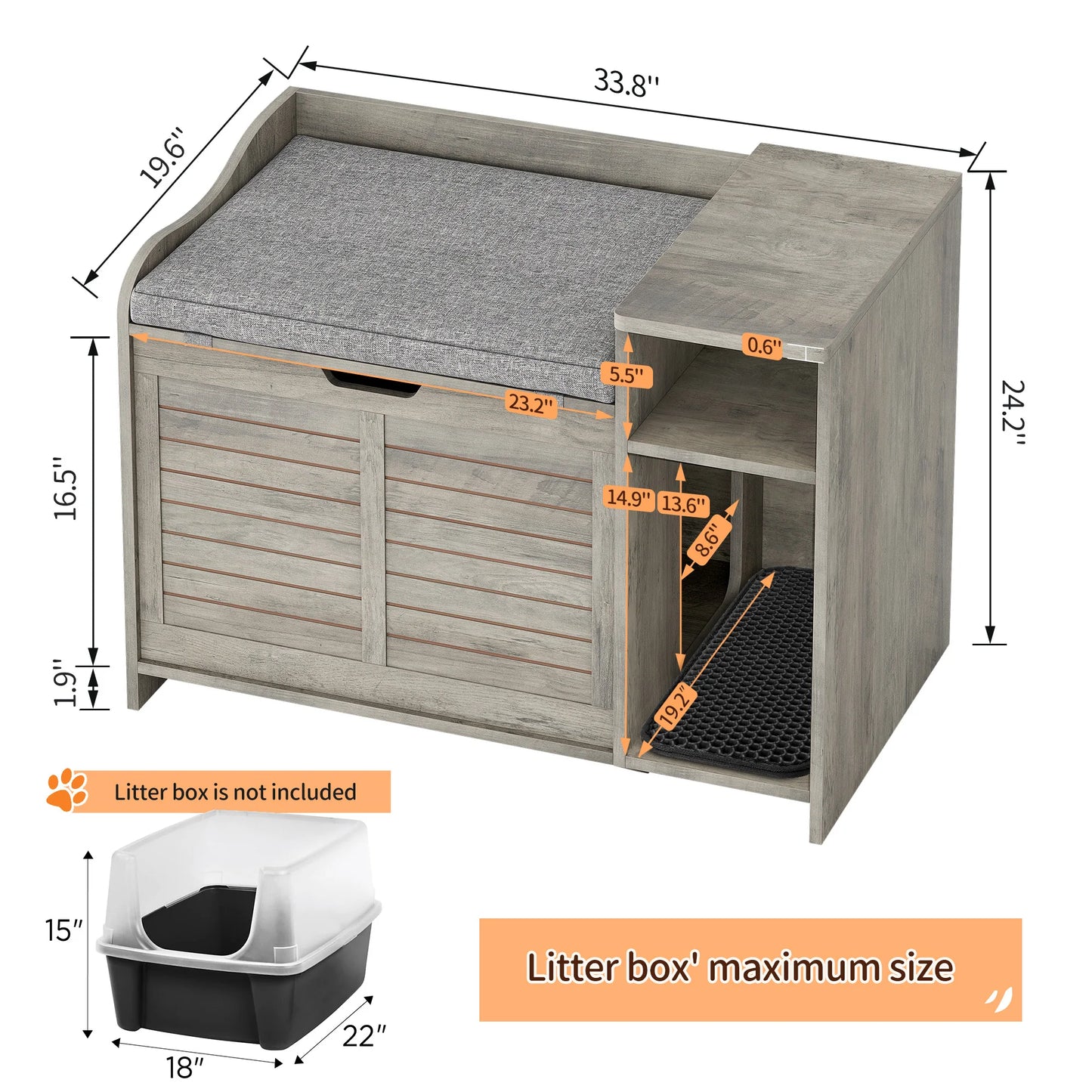 Cat Litter Box Furniture Hidden Wood Enclosure