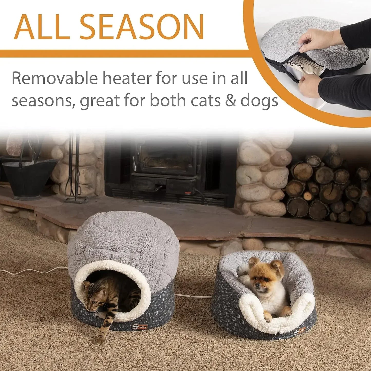 Cozy Heated Cat Bed and Cave for Indoor Cats