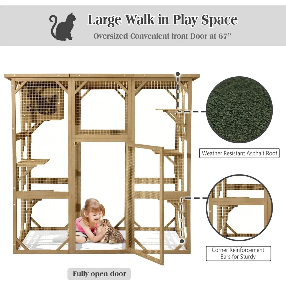 Wooden Catio Outdoor Cat Enclosure by NoEnName