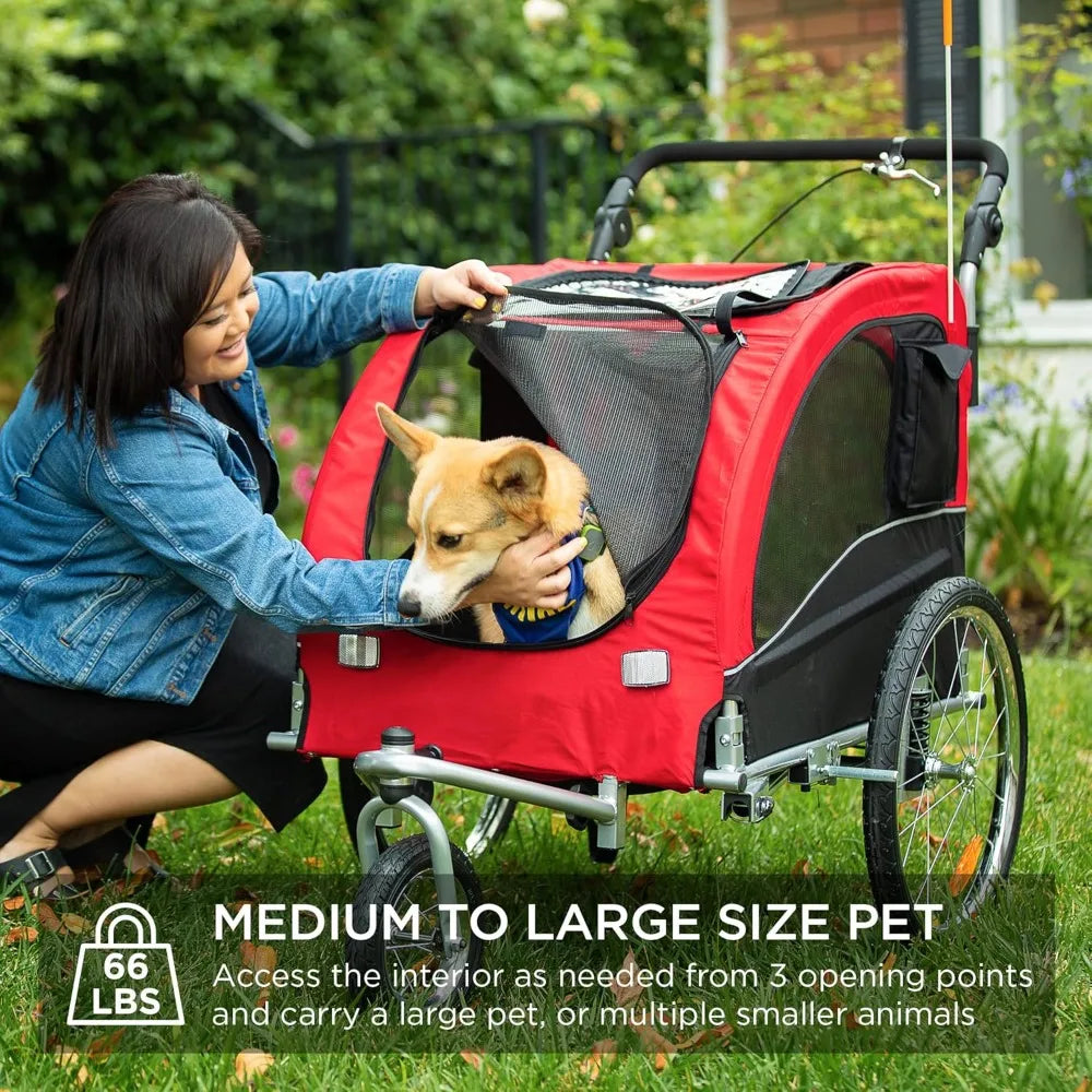 2-in-1 Dog Bike Trailer and Pet Stroller Carrier