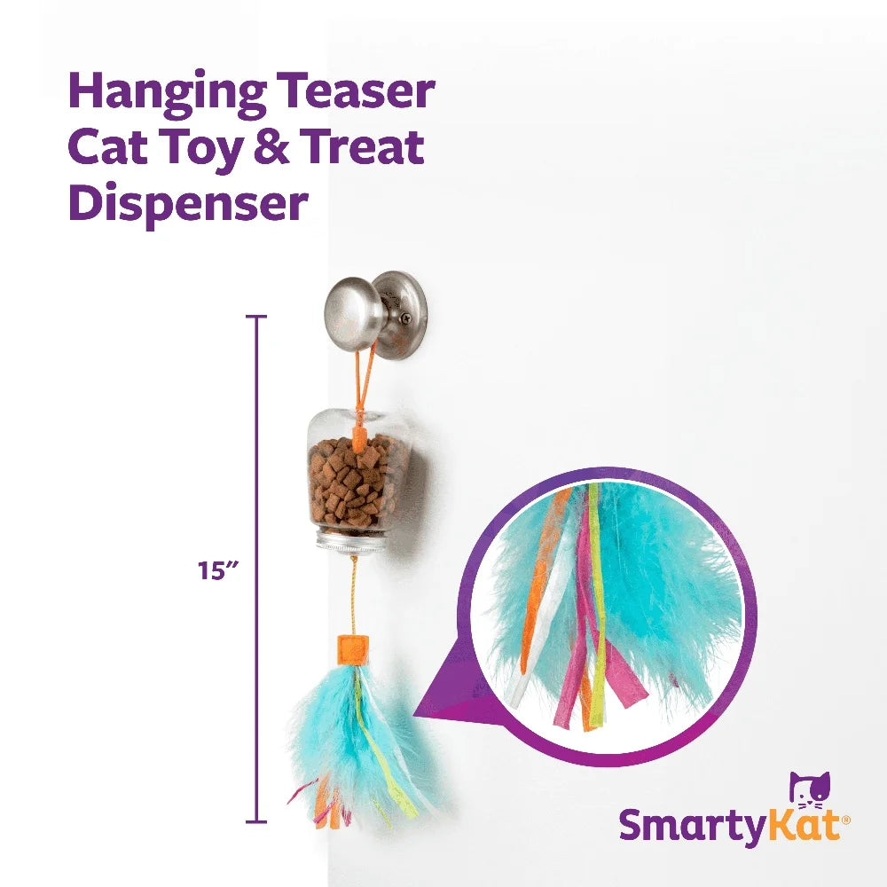 XMSJ Interactive Cat Toy Treat Dispenser with Feathers