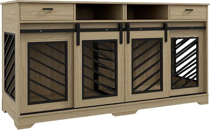 MKDK Double Dog Crate Furniture with Removable Divider