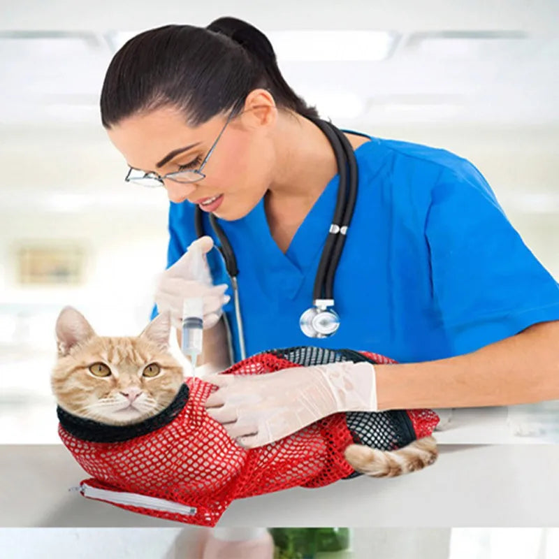 Mesh Cat Grooming Bath Bag for Easy Washing