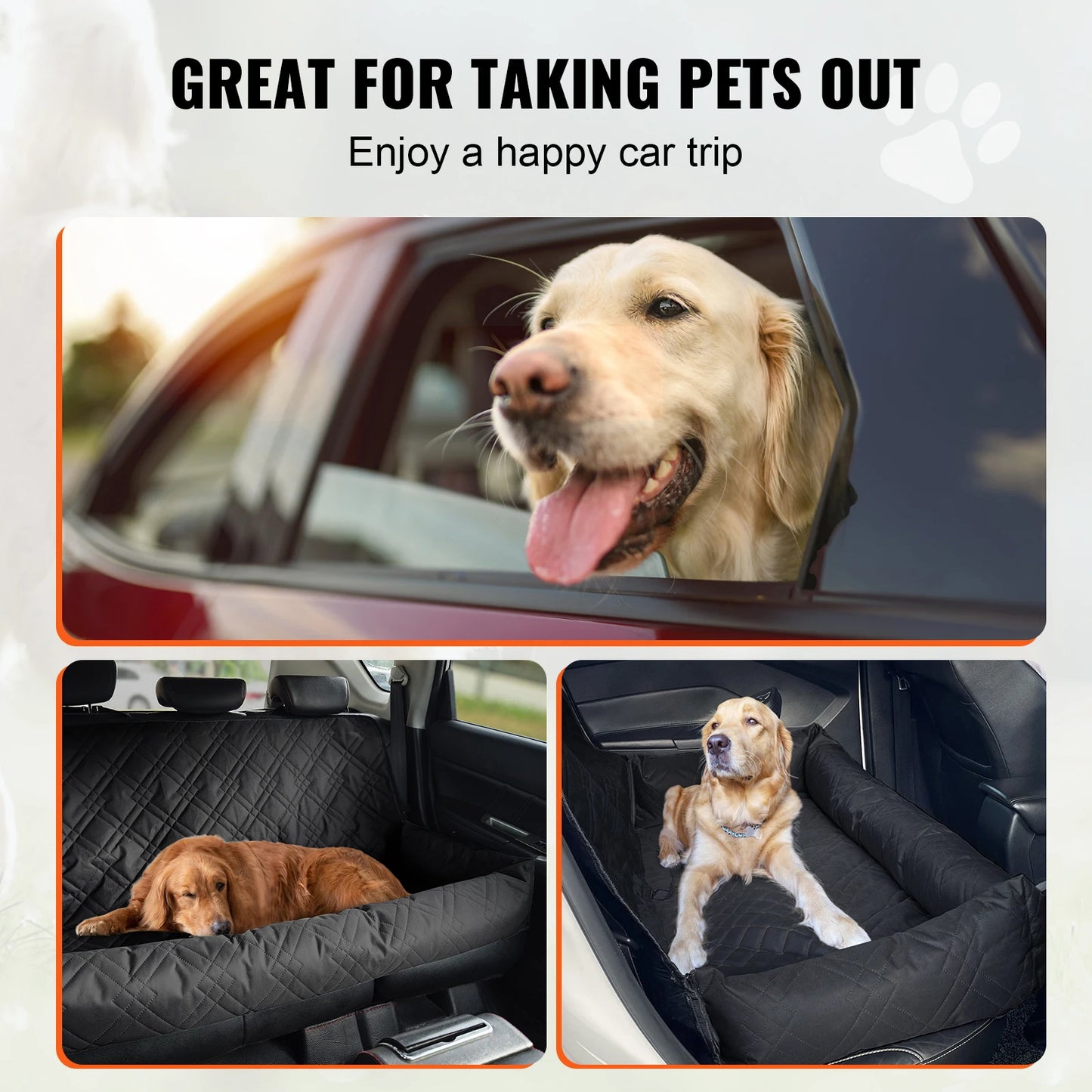 SucceBuy Dog Car Booster Seat Waterproof With Safety Leash