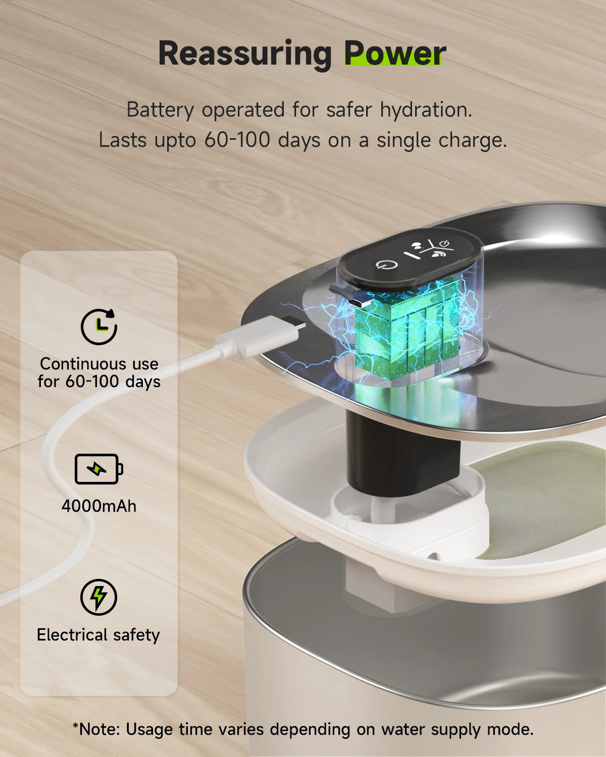 APD Automatic Wireless Cat Water Fountain Stainless Steel