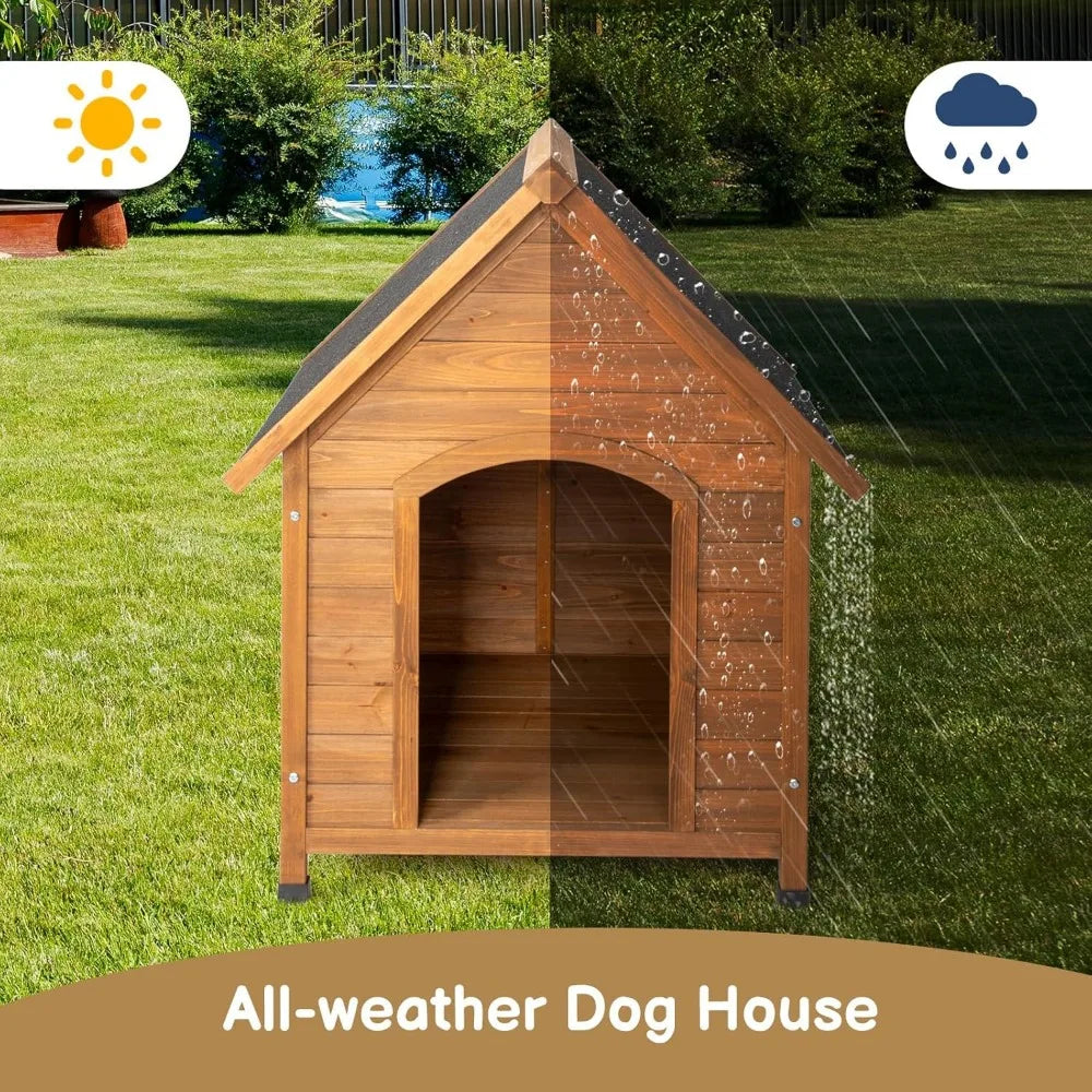 DAFIFY Wooden Dog House with Waterproof Roof and Elevated Floor