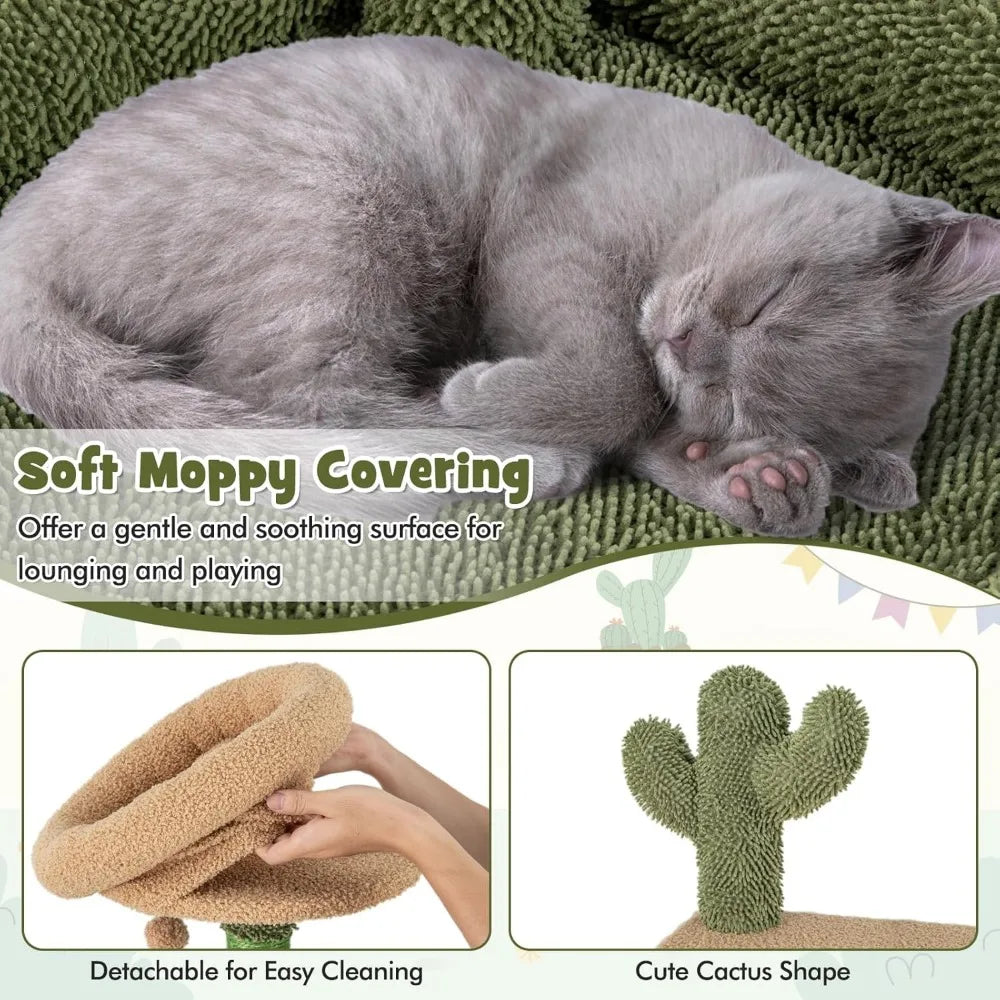 Dafify Cactus Cat Tree Tall Cat Tower with Scratching Posts