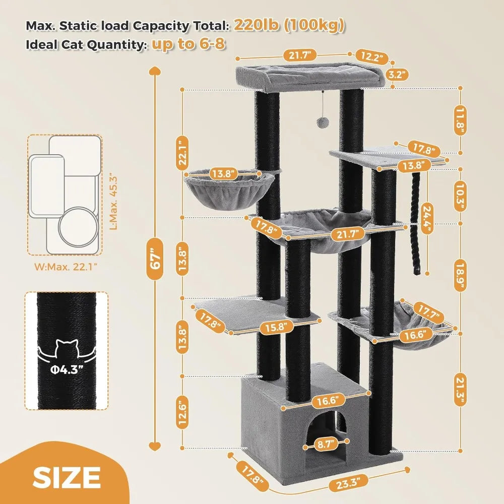 XXL Cat Tree Heavy-Duty Cat Tower for Indoor Cats