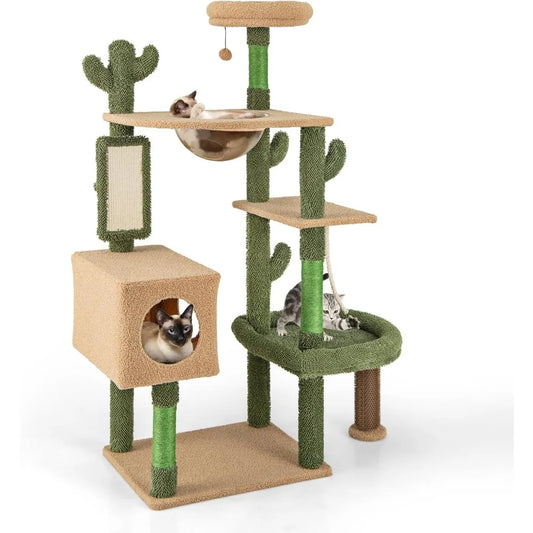 Dafify Cactus Cat Tree Tall Cat Tower with Scratching Posts