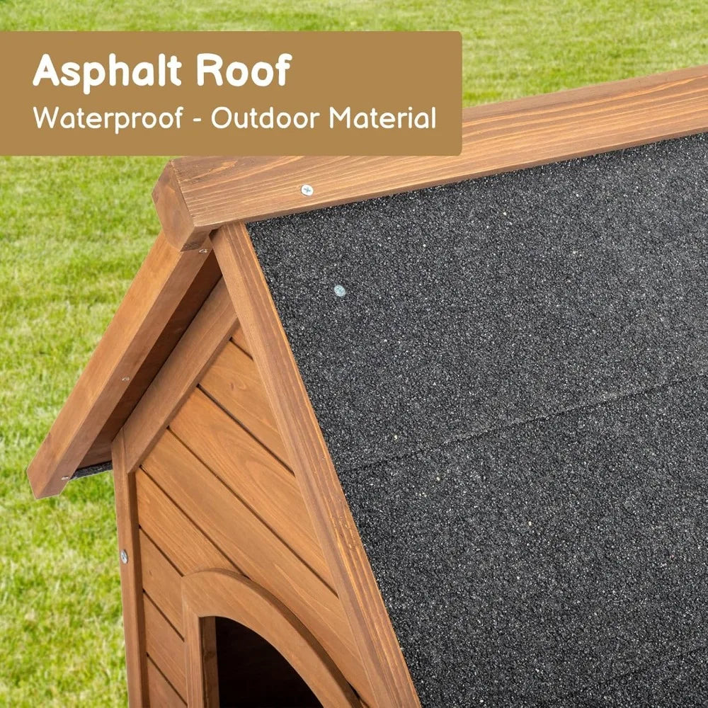 DAFIFY Wooden Dog House with Waterproof Roof and Elevated Floor