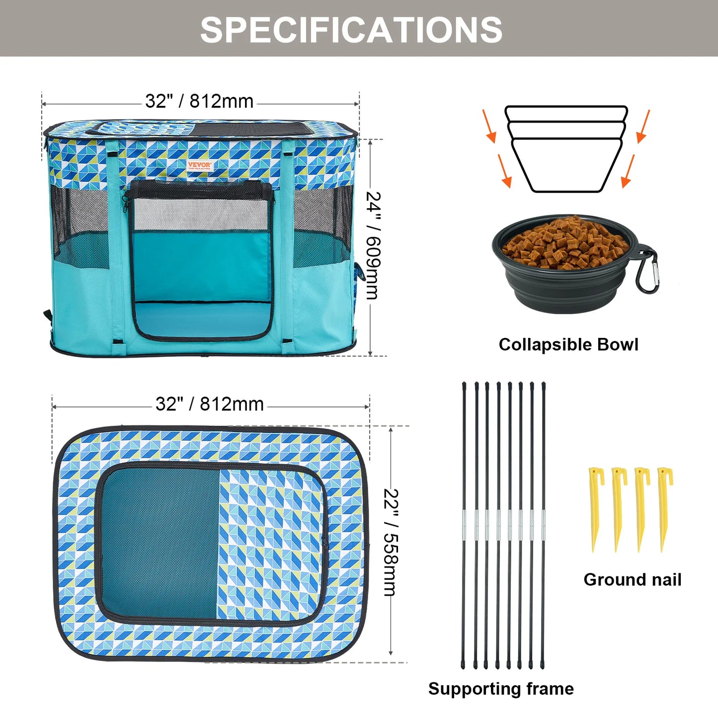 VEVOR Portable Foldable Pet Playpen Tent for Dogs
