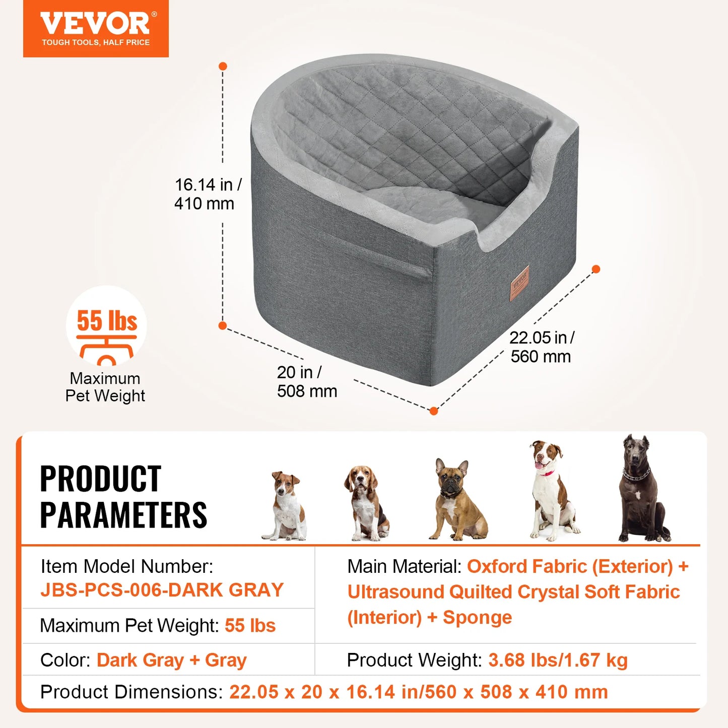 SucceBuy Dog Car Booster Seat Waterproof With Safety Leash
