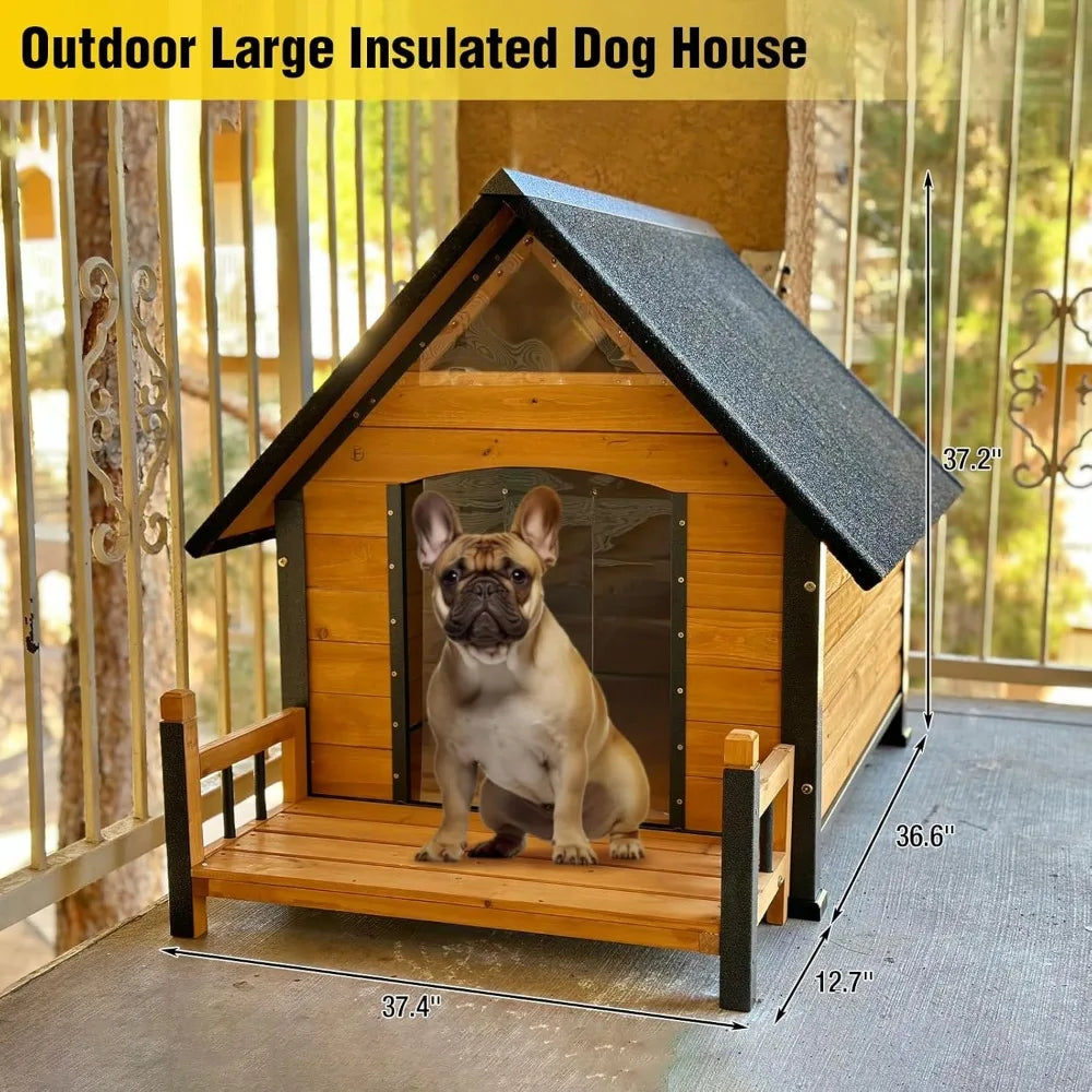 MKDK Outdoor Dog House with Insulated Liner and Iron Frame