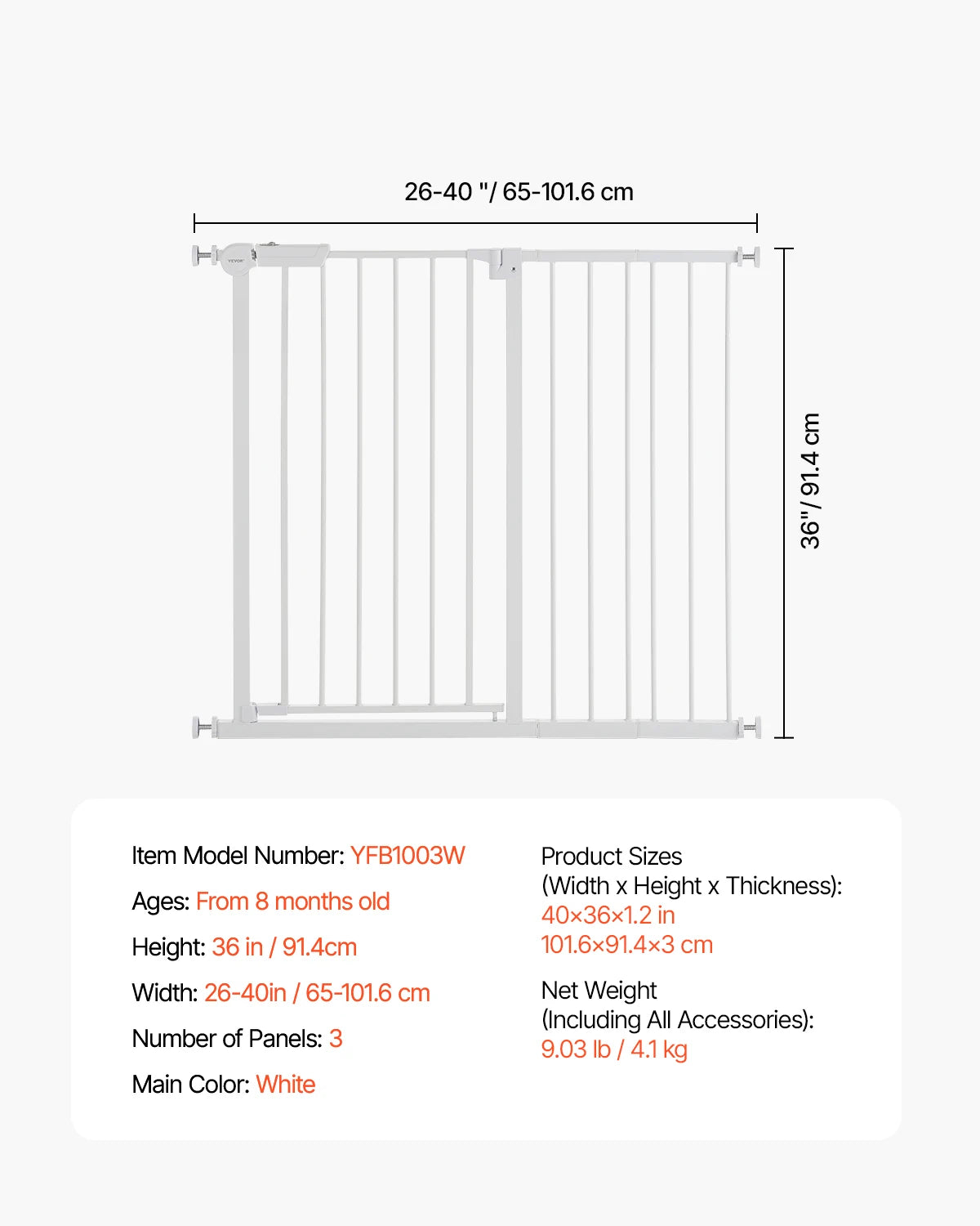 VEVOR Easy Step Walk Thru Dog Gate Security System