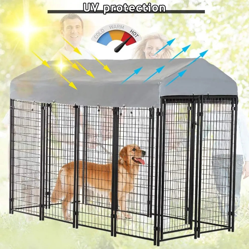 MKDK Large Outdoor Dog Kennel with Roof and Cover