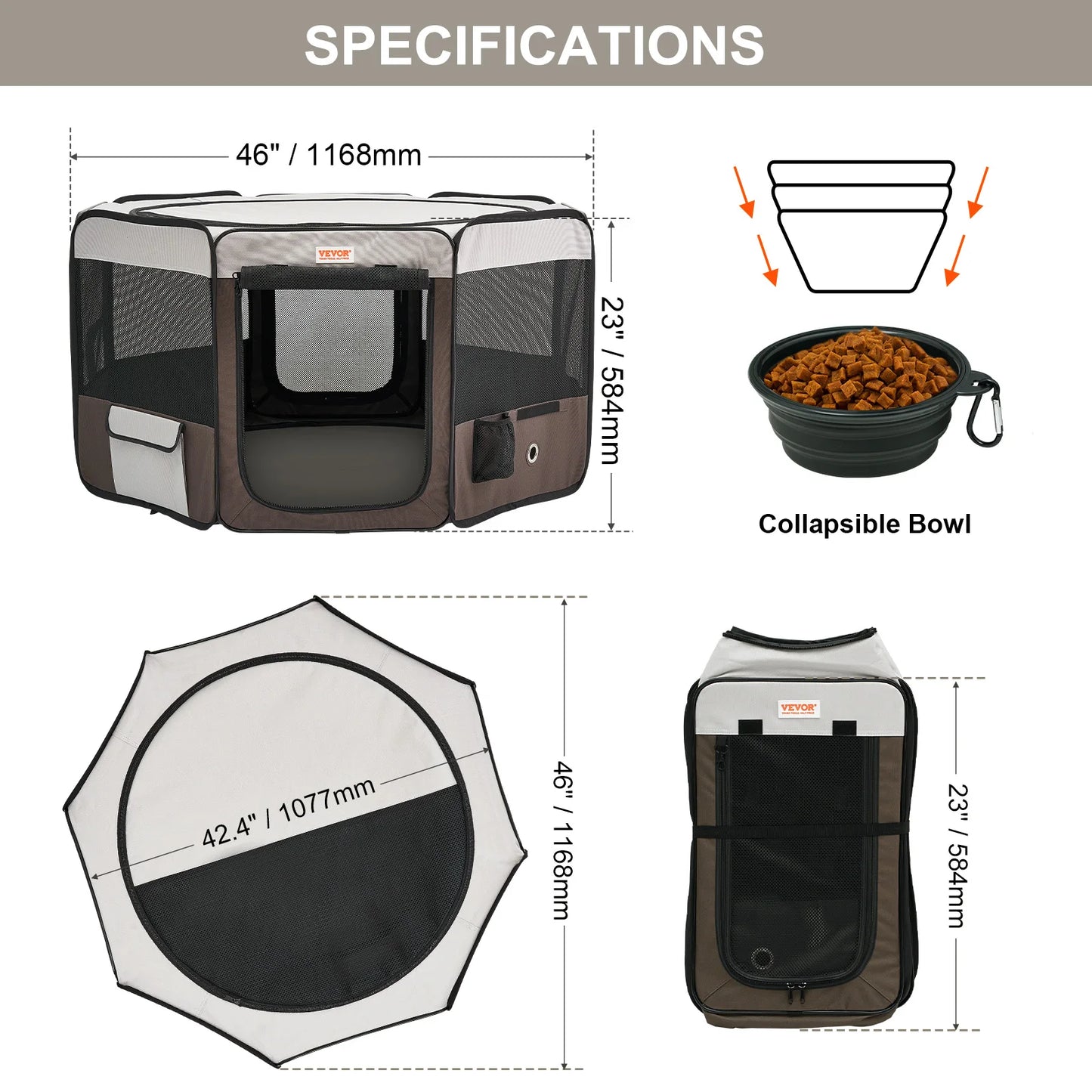 VEVOR Portable Foldable Pet Playpen Tent for Dogs