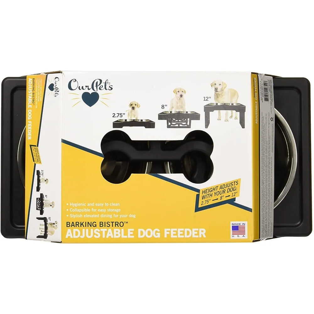 Adjustable Raised Dog Feeder with Stainless Steel Bowl Healthy Digestion and Comfort Holds 7 Cups Ideal All Dogs
