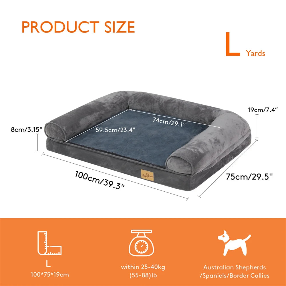 BORWARTCN Orthopedic Memory Foam Dog Bed Removable Cover