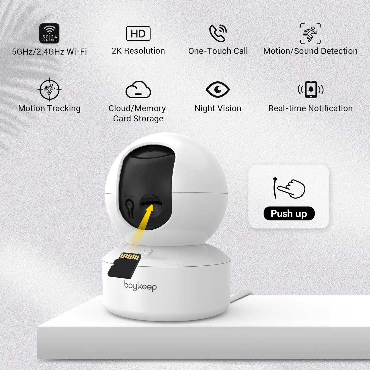 BoyKeep 3MP WiFi Pan Tilt Security Camera With Night Vision