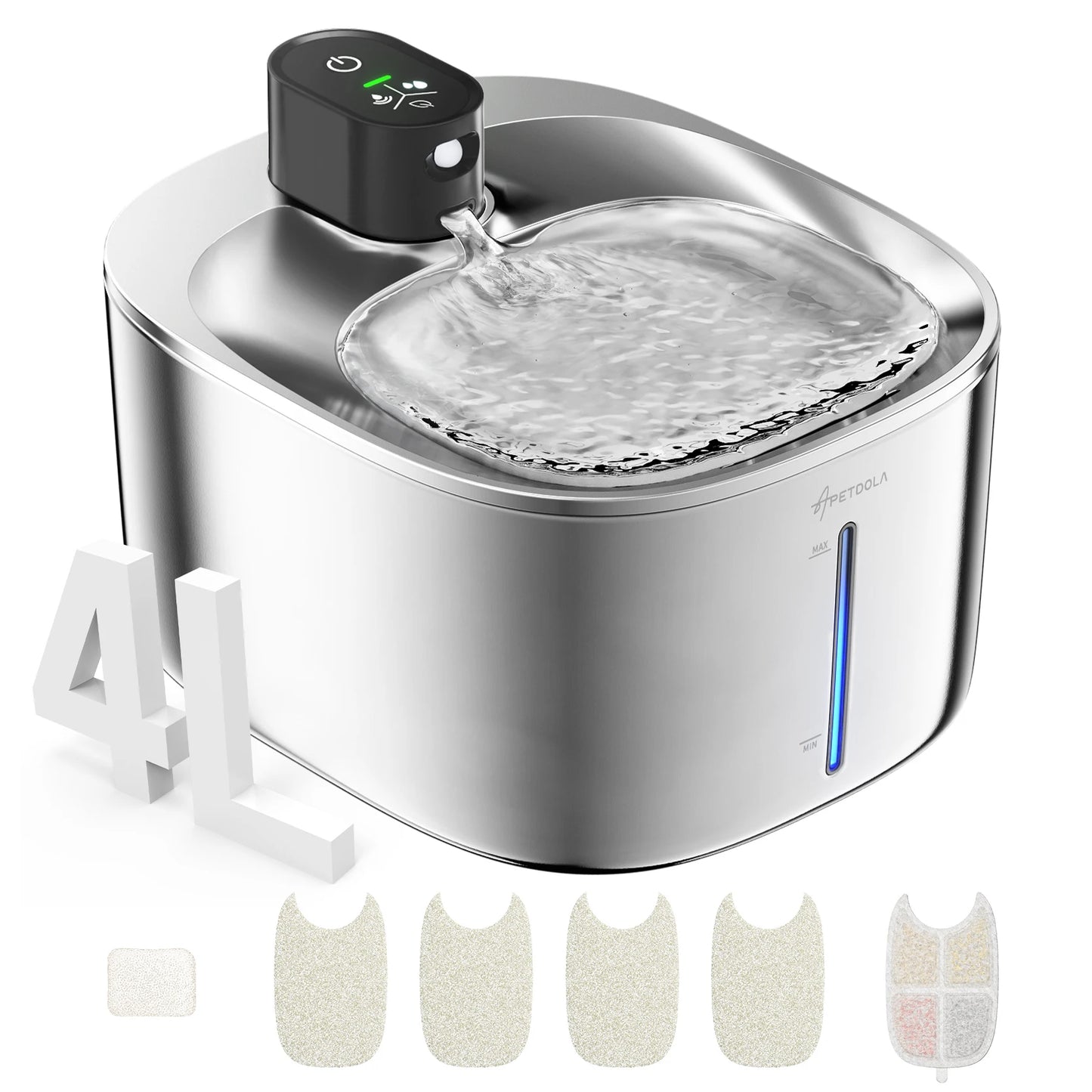APD Automatic Wireless Cat Water Fountain Stainless Steel
