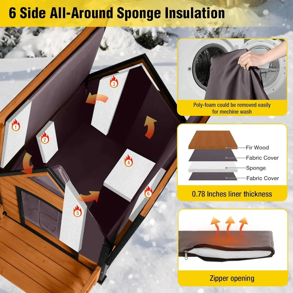 MKDK Outdoor Dog House with Insulated Liner and Iron Frame