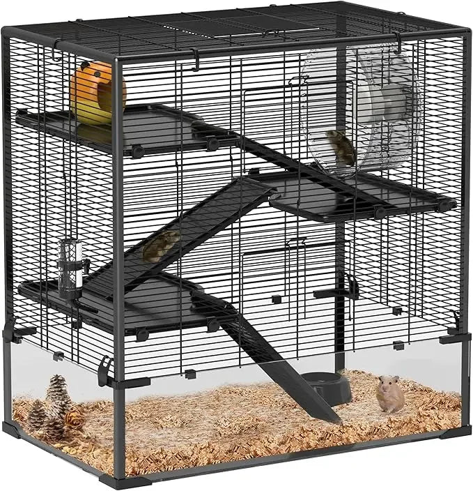 Large Hamster Cage with Deep Glass Bottom and Accessories