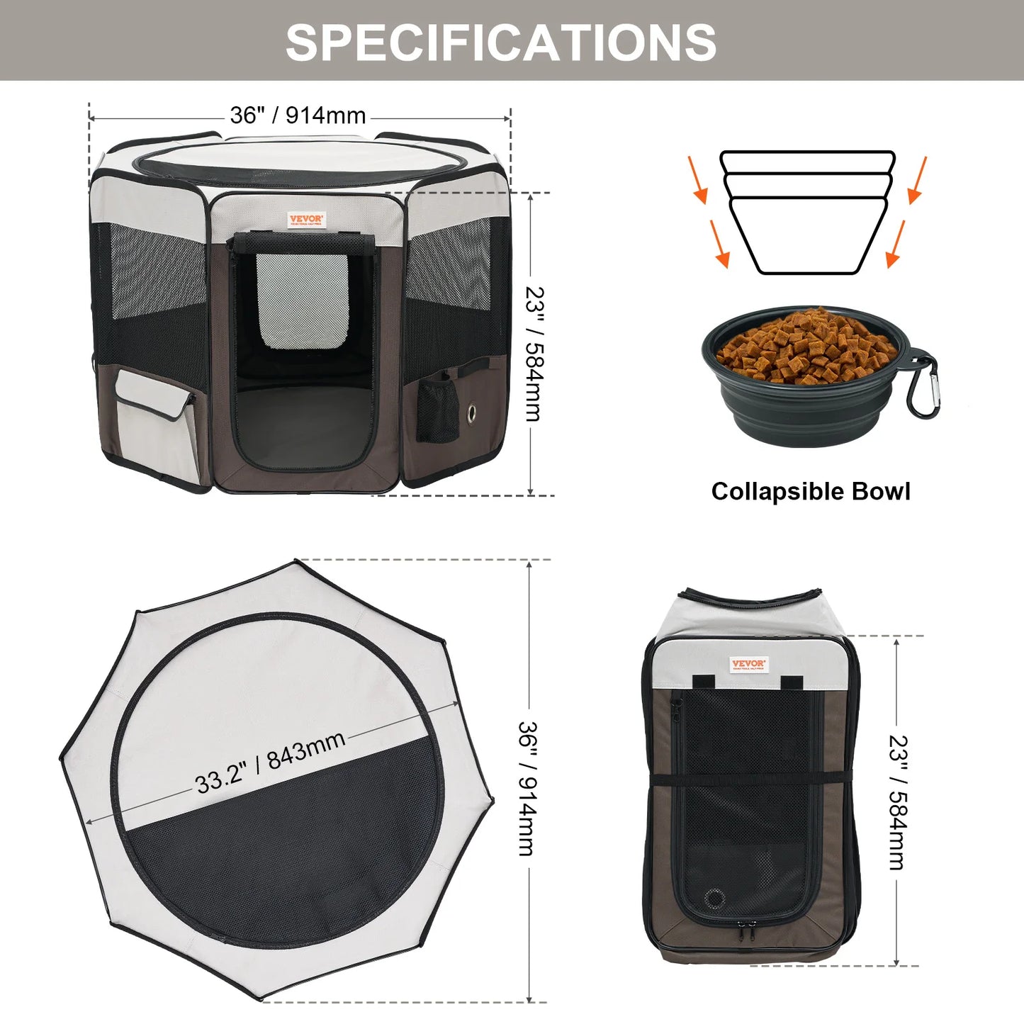 VEVOR Portable Foldable Pet Playpen Tent for Dogs