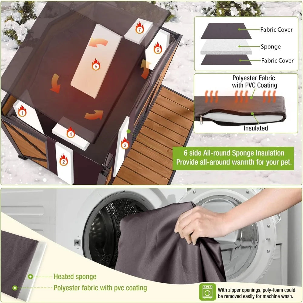 MKDK Large Insulated Dog House Outdoor Kennel for Winter