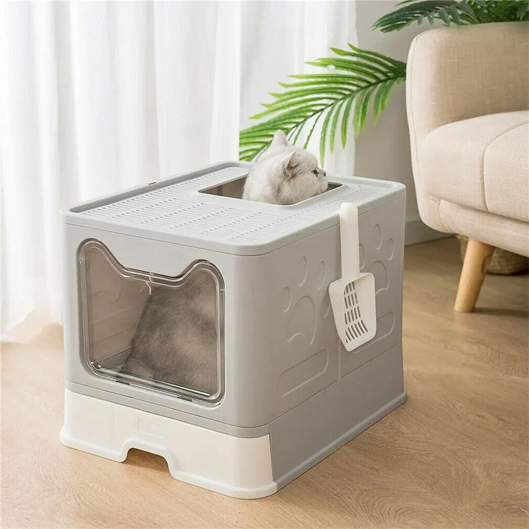 Top Entry Cat Litter Tray Box with Scoop