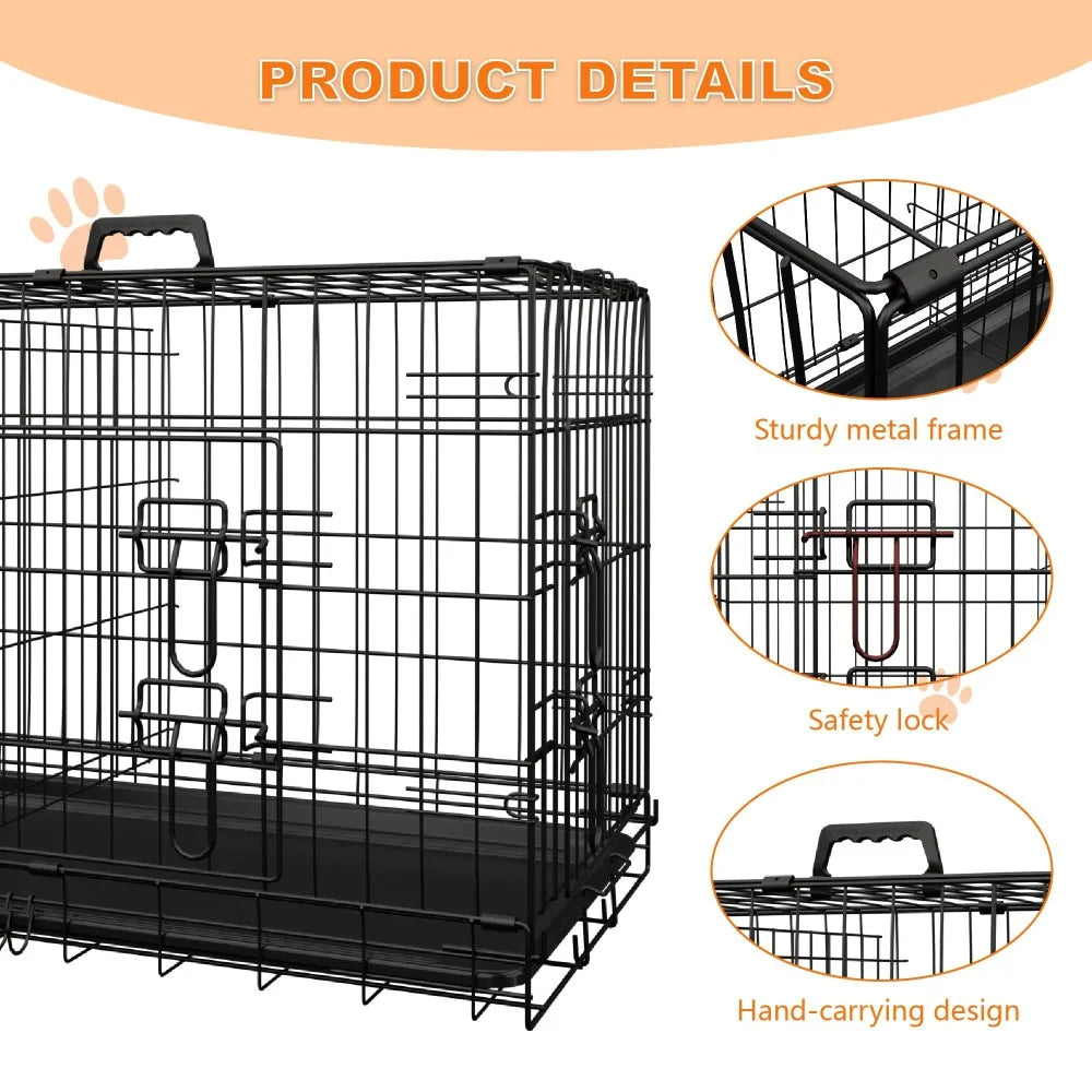 Large Dog Cage with Divider and Leak-Proof Tray