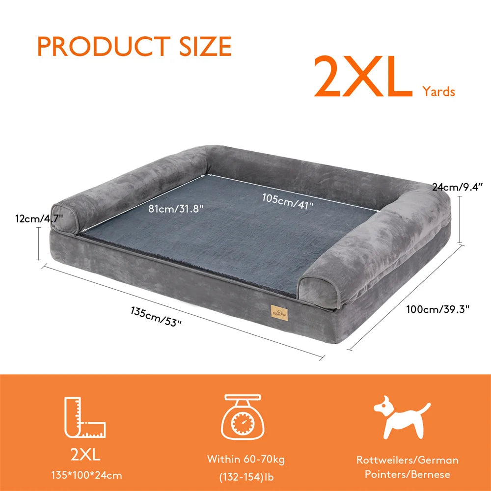 BORWARTCN Orthopedic Memory Foam Dog Bed Removable Cover
