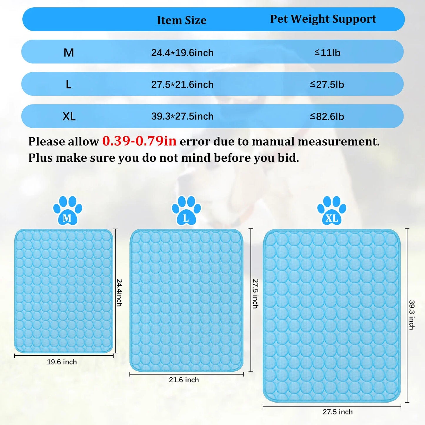 Cooling Mat For Pets Dog Cat Summer Bed Cushioned Pad