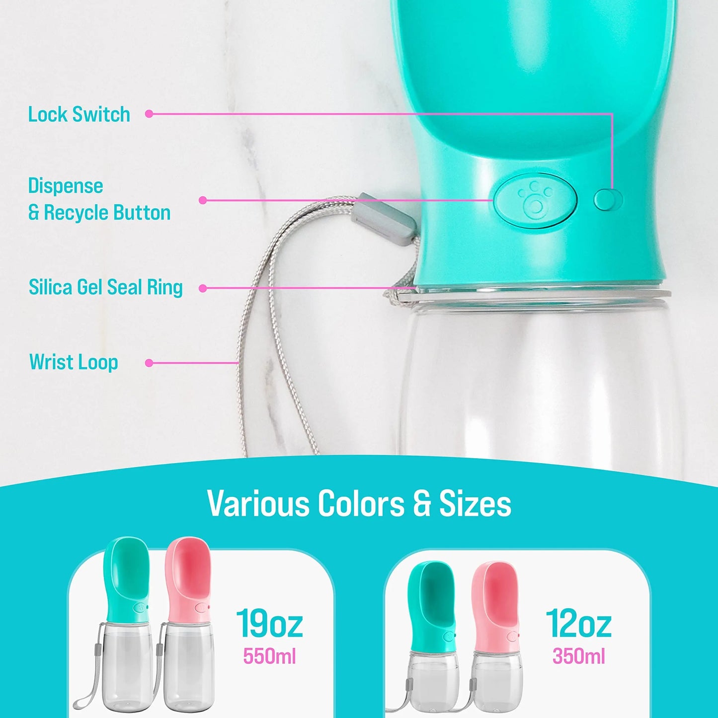 Portable Dog Water Bottle Travel Drinker Dog Supplies