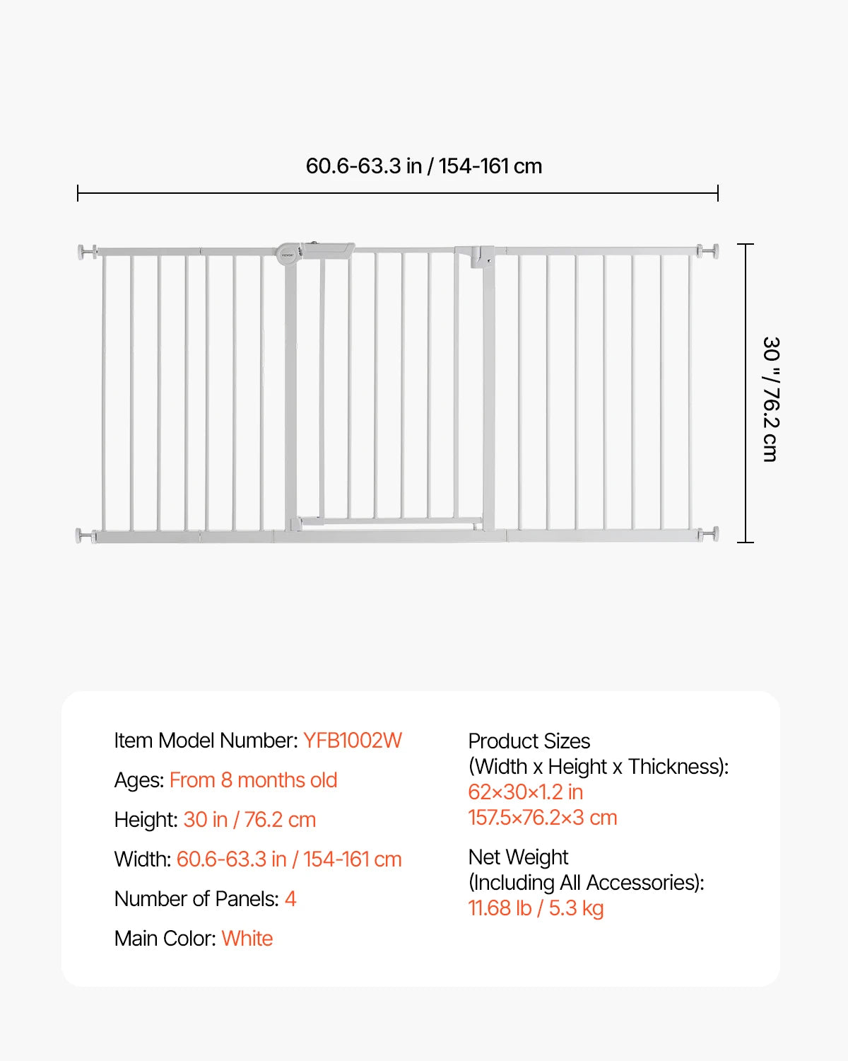 VEVOR Pressure Mount Dog Gate Easy Step Walk Thru