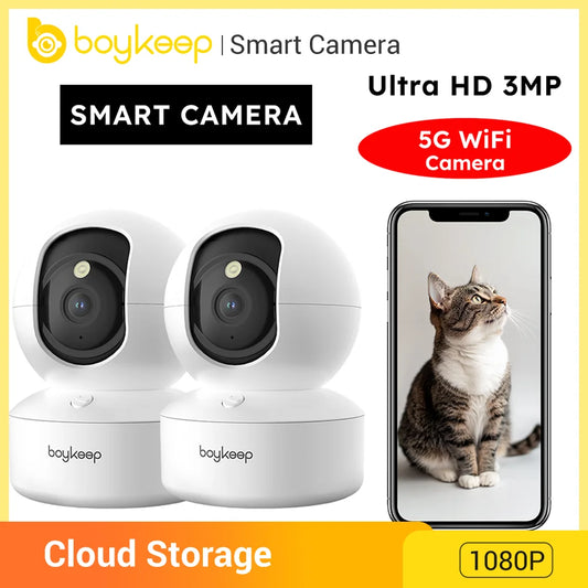 BoyKeep 3MP WiFi Pan Tilt Security Camera With Night Vision