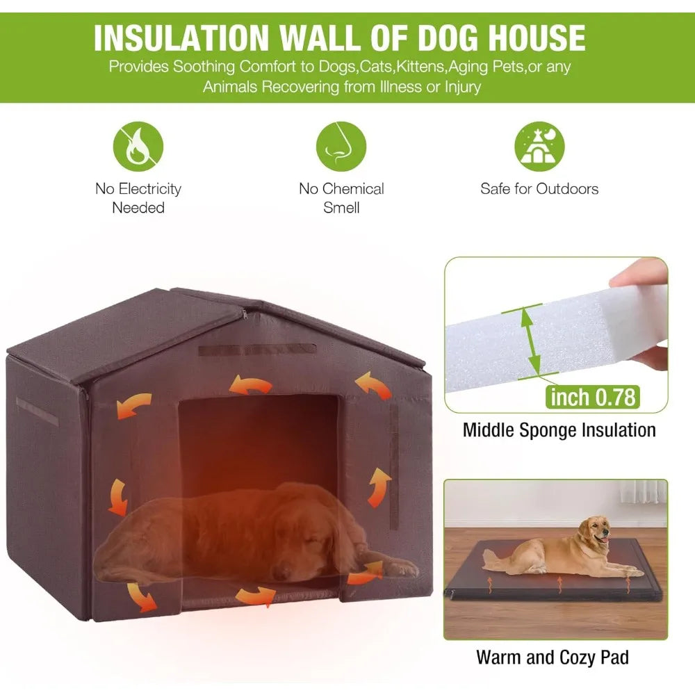 MKDK Large Insulated Dog House Outdoor Kennel for Winter