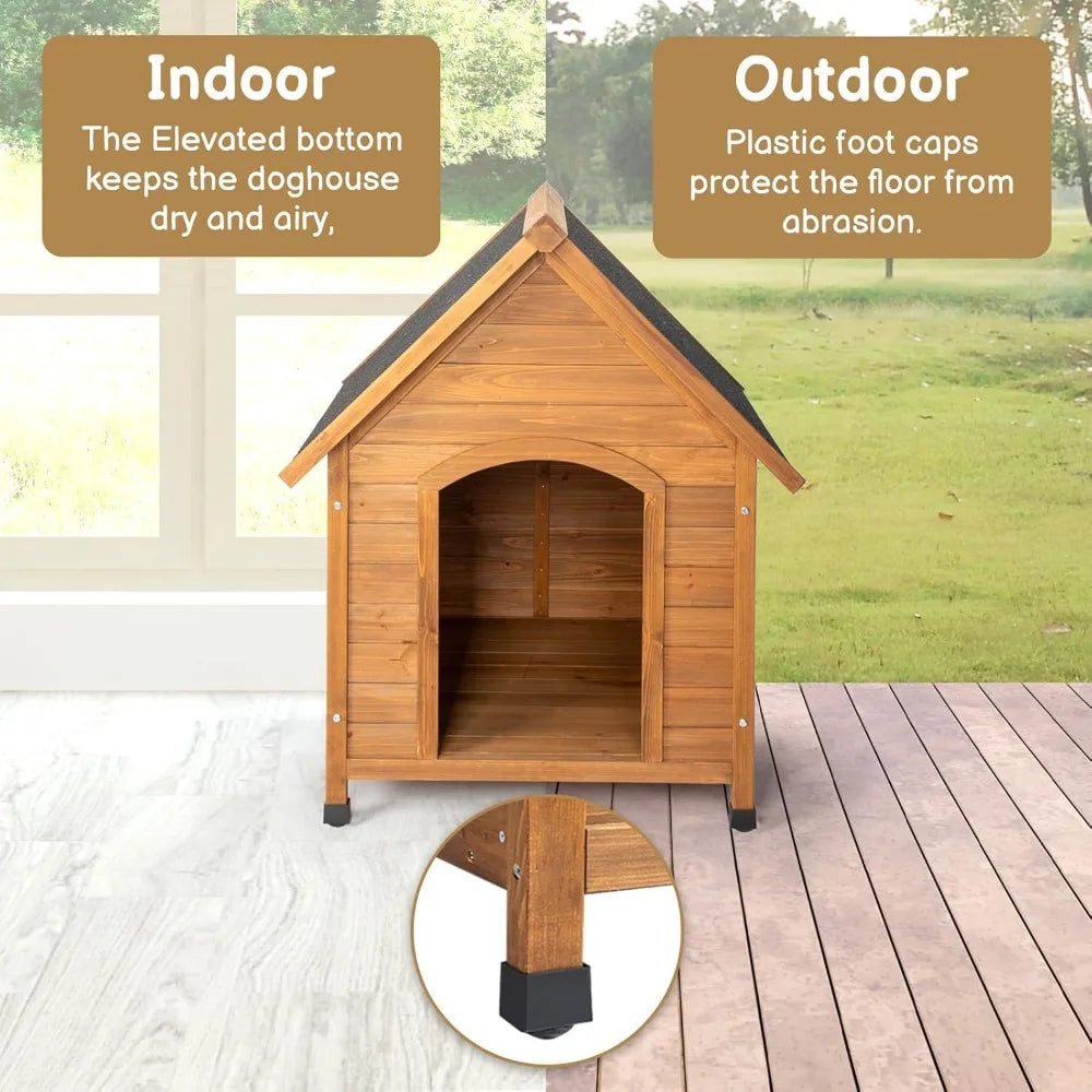 DAFIFY Wooden Dog House with Waterproof Roof and Elevated Floor