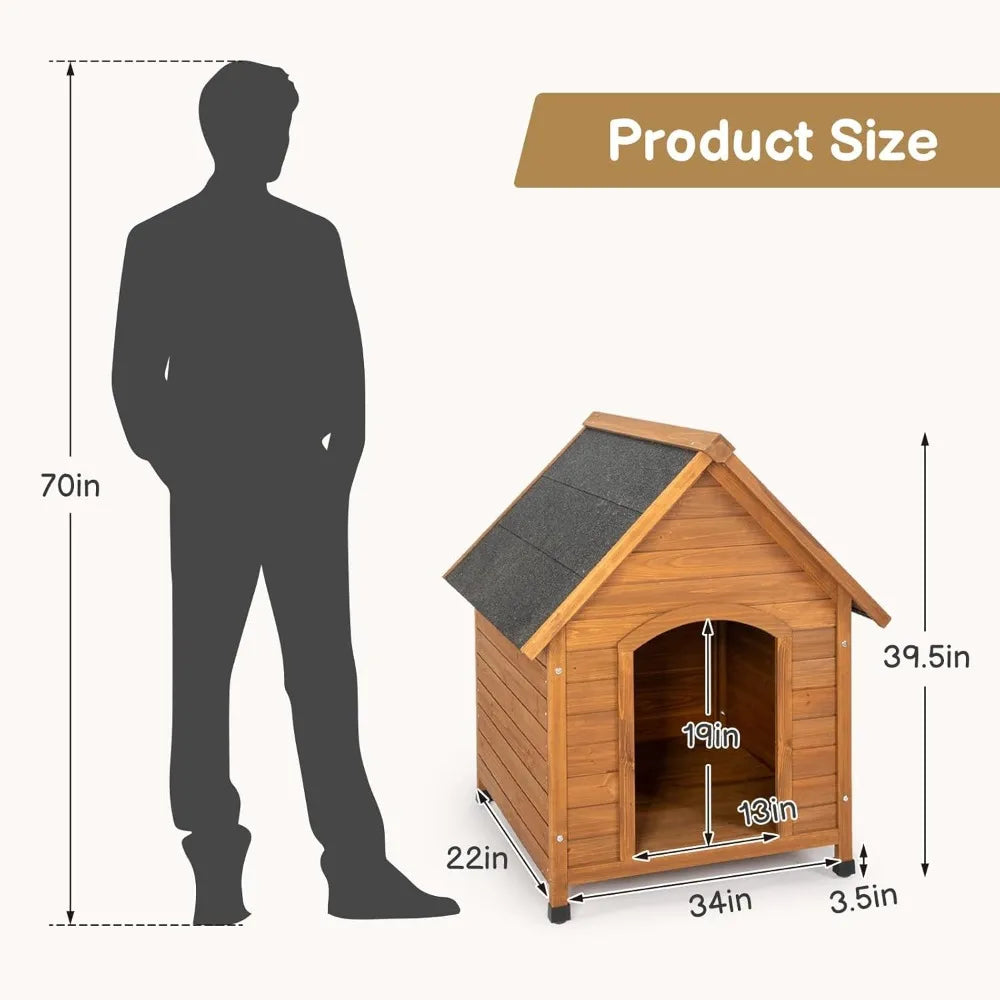 DAFIFY Wooden Dog House with Waterproof Roof and Elevated Floor
