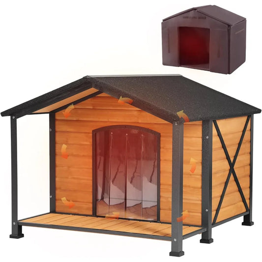 MKDK Large Insulated Dog House Outdoor Kennel for Winter