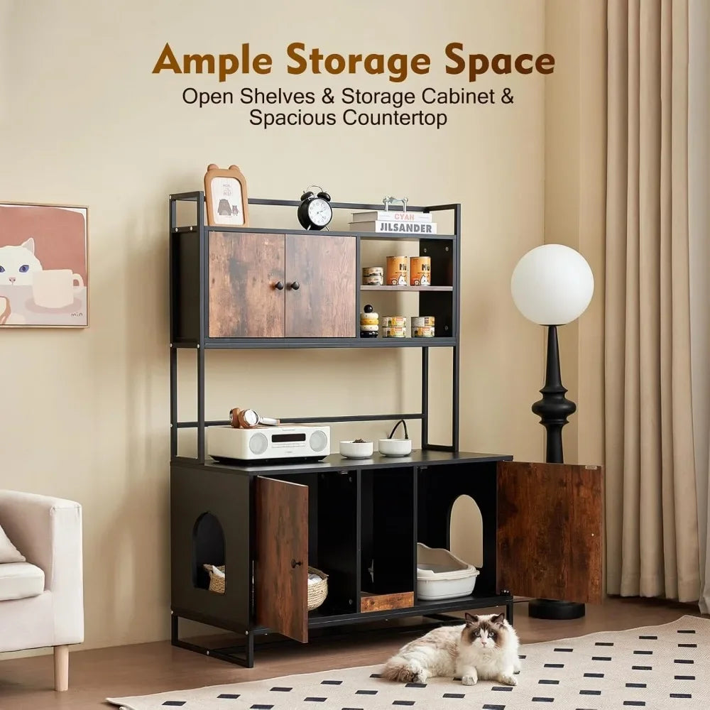 HuanZhuang Cat Litter Box Enclosure with Power Outlet