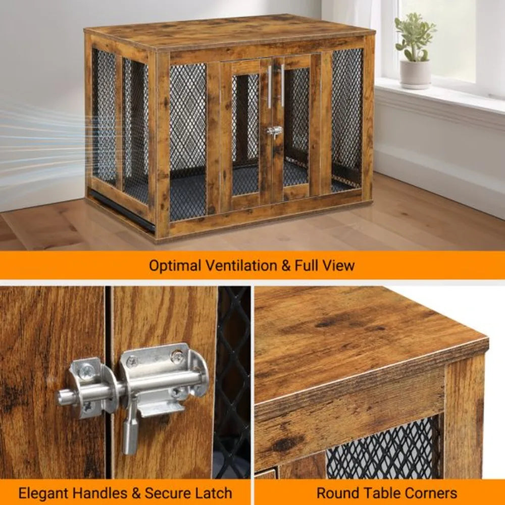 Dog Crate with Tray for Medium Dogs