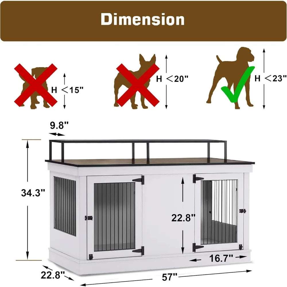 MKDK Wooden Dog Crate Furniture Style Indoor Kennel
