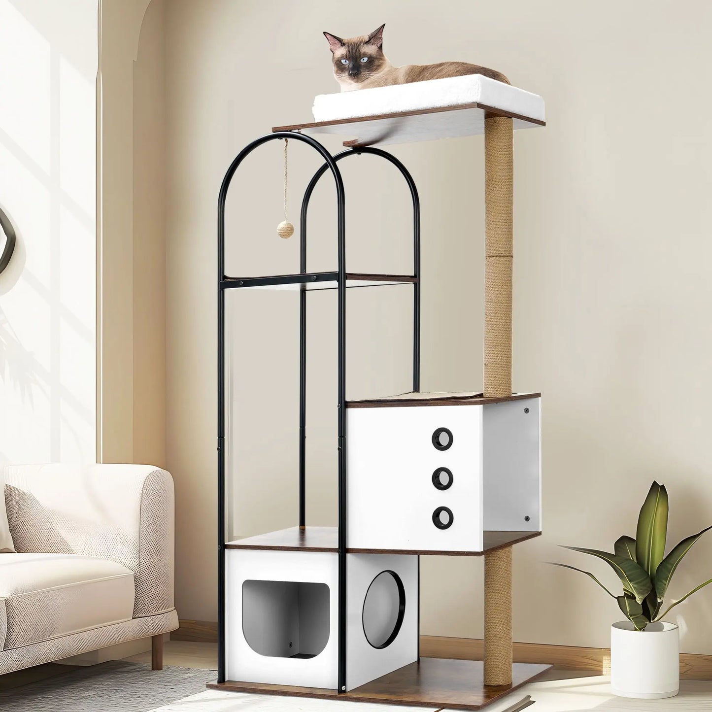 Modern Cat Tree Multi-Level Cat Condo with Scratching Posts