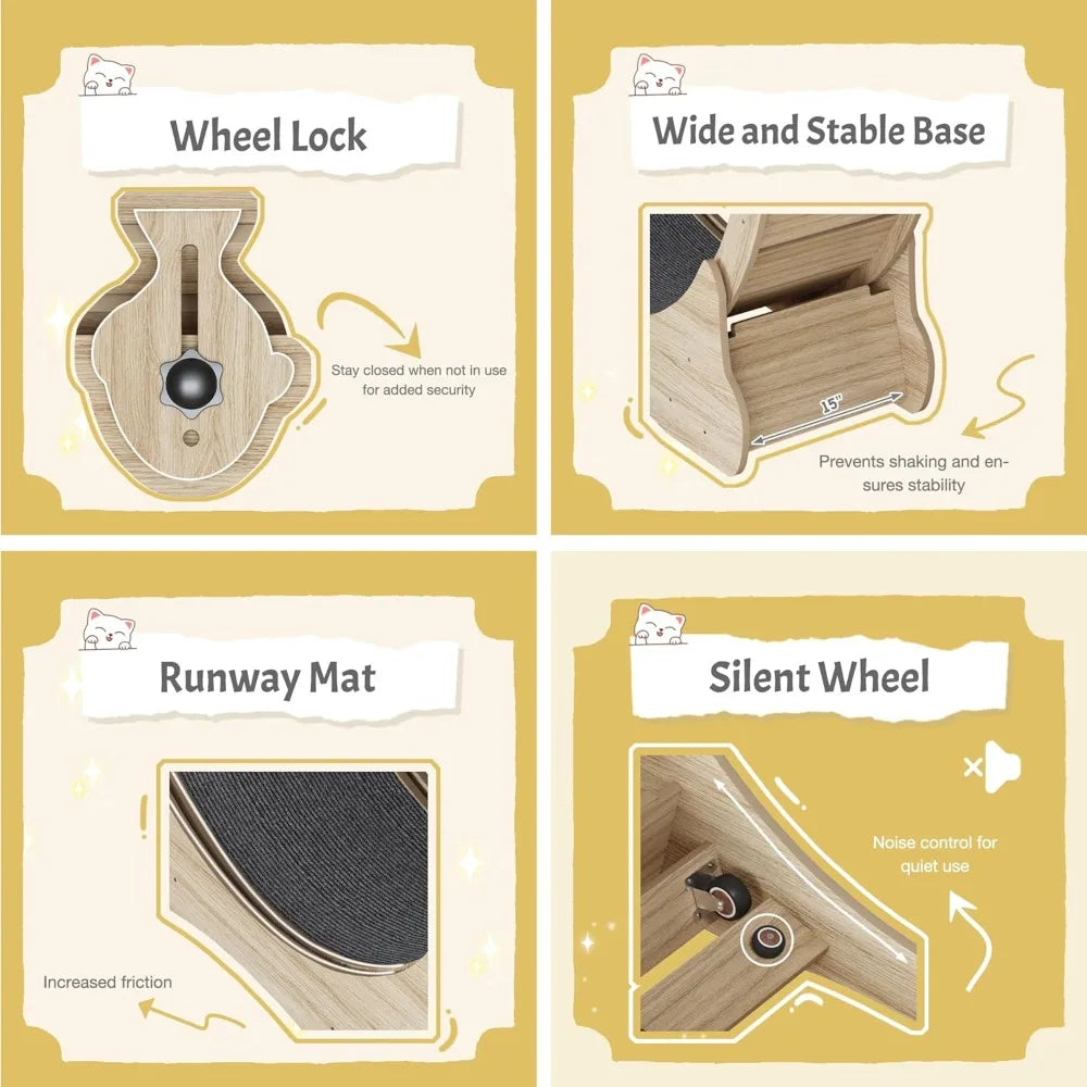 Cat Exercise Wheel with Locking Mechanism and Silent Design