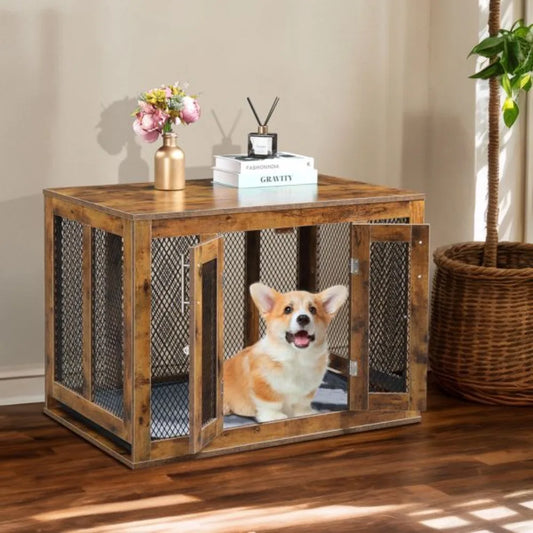 Dog Crate with Tray for Medium Dogs